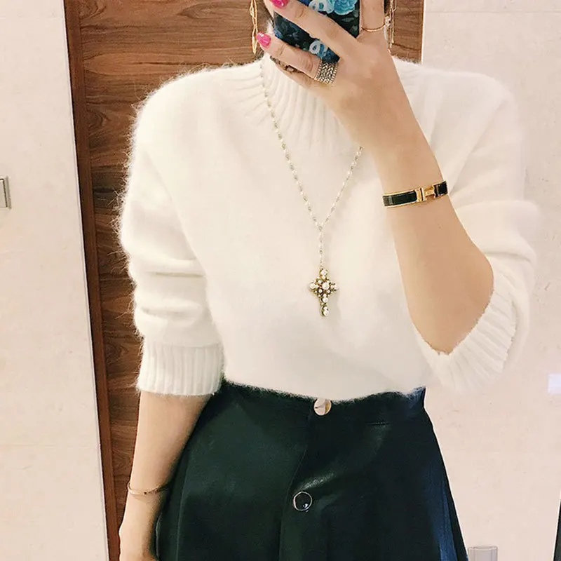 Свитеры для женщин Корейский шикарный вязаный свитер Осенние норковые флисовые