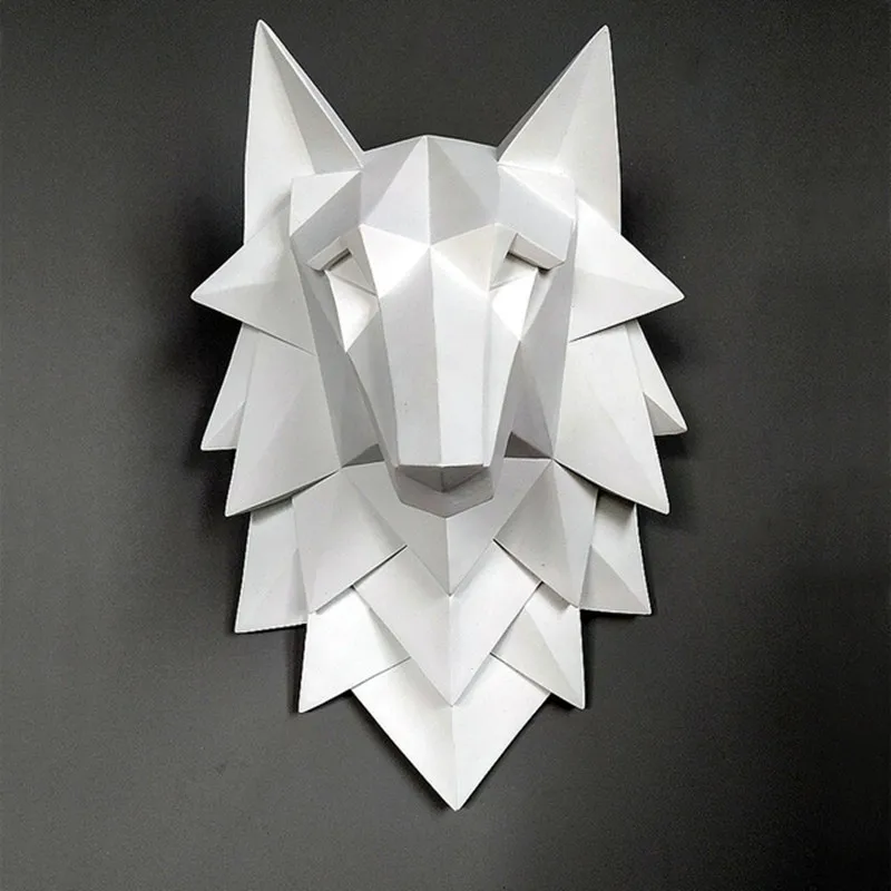 

HANDMADE RESIN ART STATUE 3D ABSTRACT WOLF HEAD DECORATION ACCESSORIES SCULPTURE WEDDING CHRISMAS WALL DECOR CRAFT ARTWARE A661