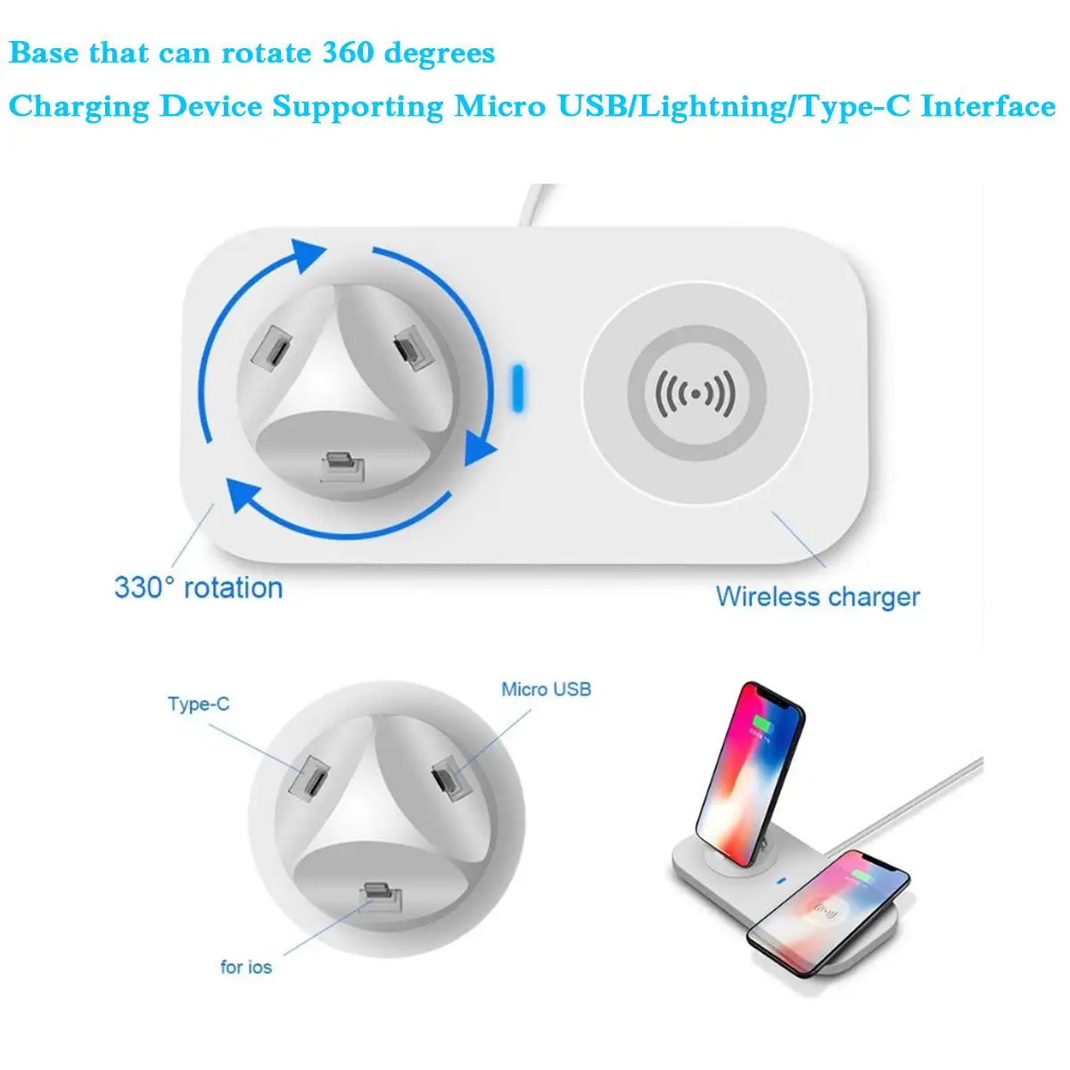 

15W Wireless Charger 4 In 1 Fast Charging Stand for iPhone 11Pro 8 X XS Apple Series 5 4 3 Pro 1 2 Wireless Charge