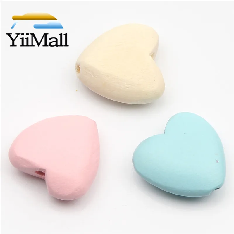 Бусины-разделители деревянные разноцветные 22 мм 10 шт. набор-тройка