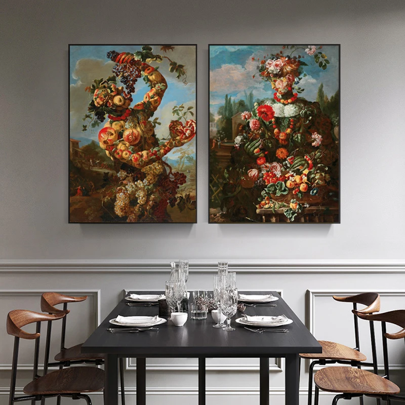 

Classical Oil Painting Flowers and Fruits Spring Print Canvas Poster Wall Art for Living Dining Room Home Decoration Abstract