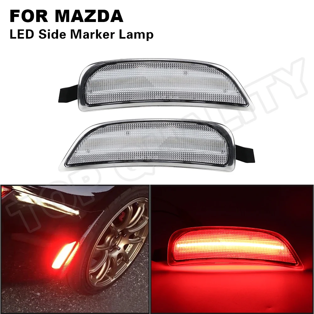 

2X Rear Red LED Side Fender Marker Light Turn Signal Lamp For Mazda Miata Mx-5 ND 2016 2017 2018 2019 2020 Clear Lens Error Free