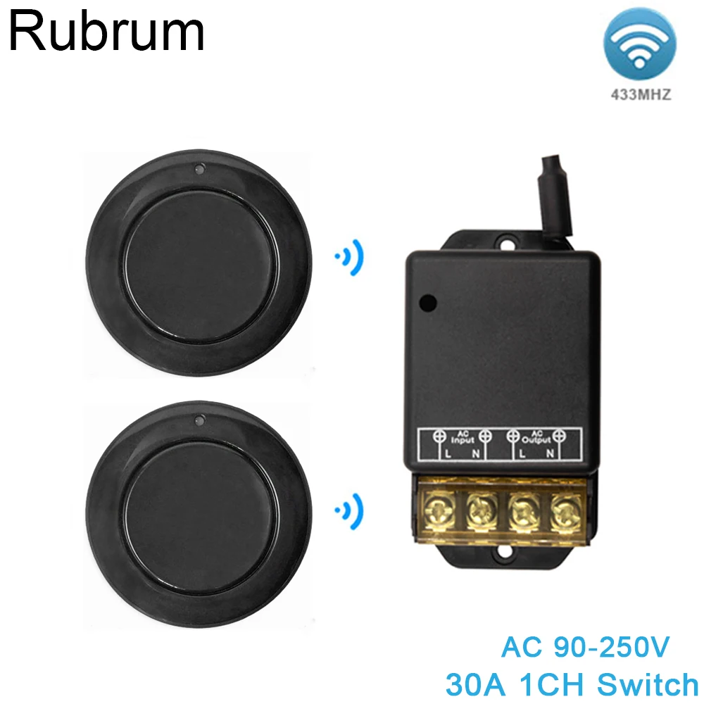 Беспроводной пульт дистанционного управления Rubrum, 110 В, 220 В, 30 А, 1 канал, 433 МГц