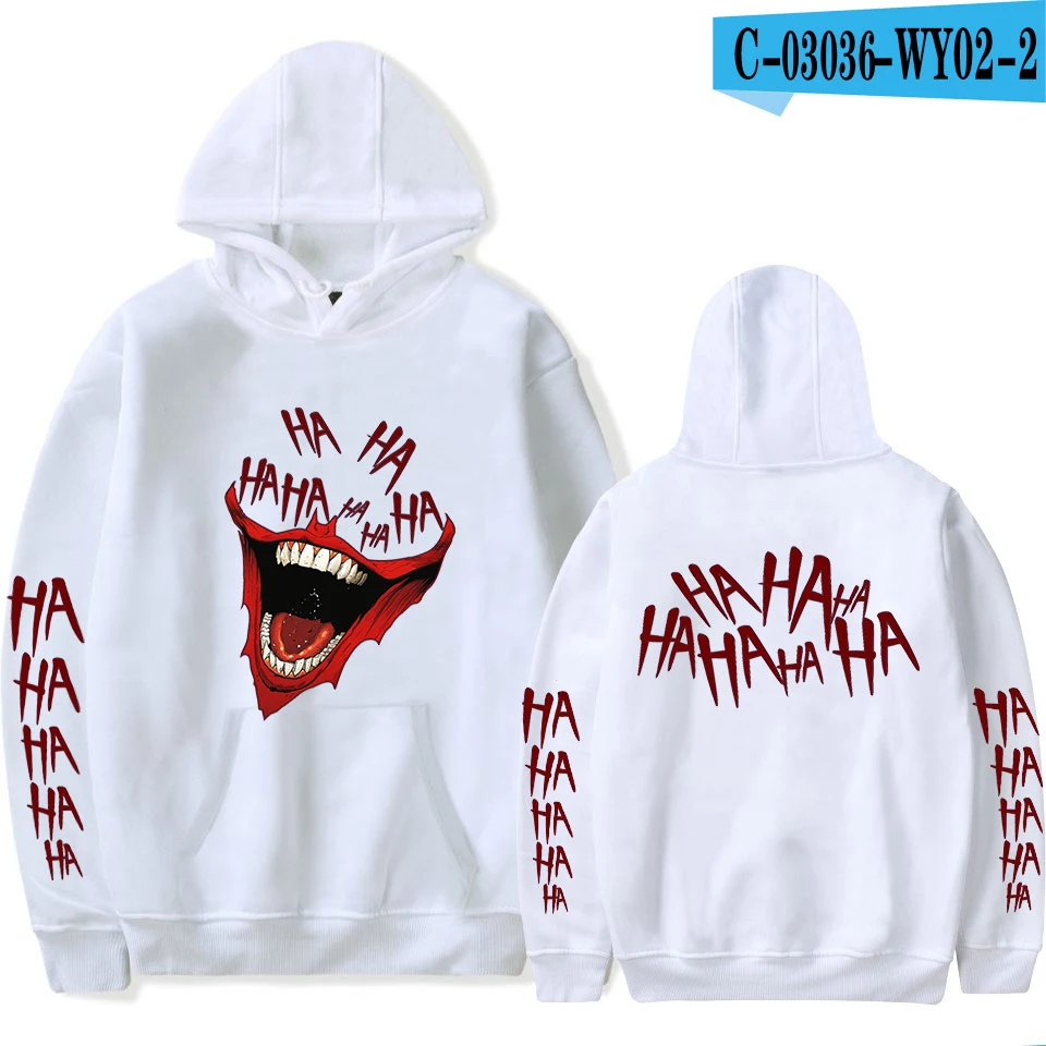 

White Hoodies Joker Sweatshirts Men Women Fashion Suitable Hip Hop Print Joker Hoodies men Hoodie Sweatshirts Autumn pullover
