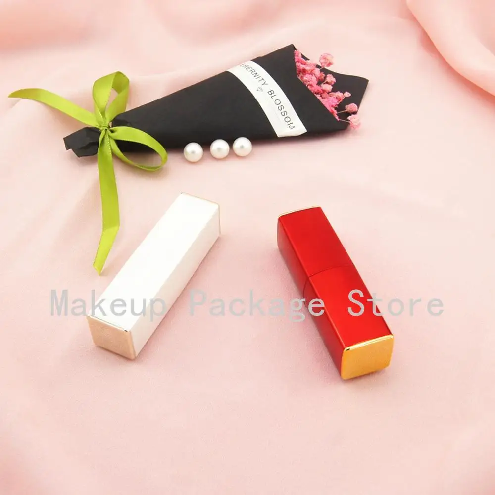 

10/30/50pcs Empty Bright Blue White Red Black Matte Square Magnetic Buckle Lipstick Tube 12.1mm Lip Balm Container Shell Diy