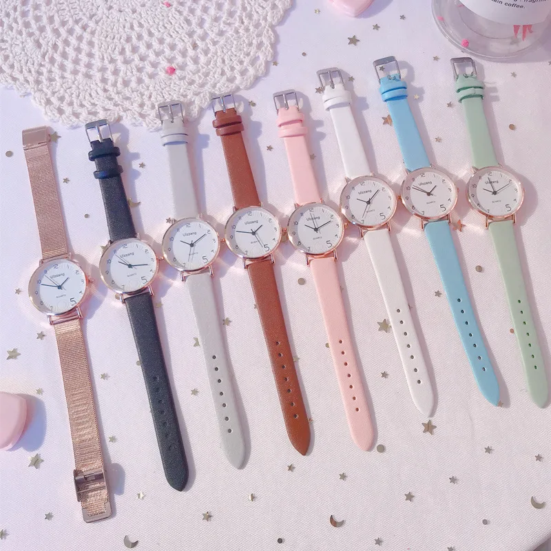 

New Simple Fashion Women Watches Ulzzang Luxury Brand Creative Quartz Watch Casual Ladies Wristwatches Woman Leather Clock
