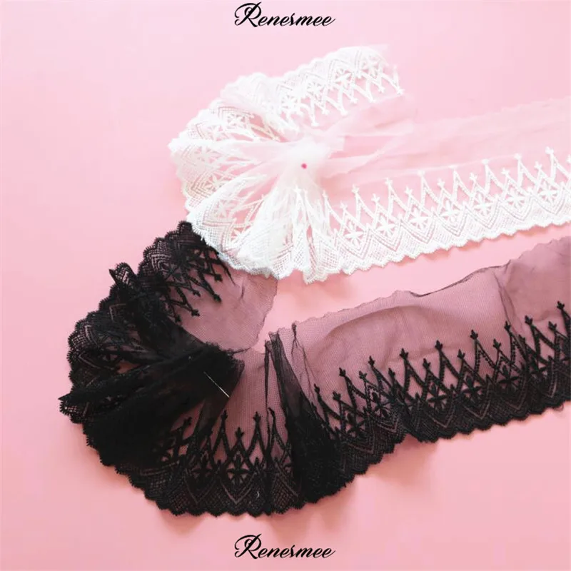 Мягкая фатиновая сетка цвета слоновой кости черная ткань с кружевной отделкой