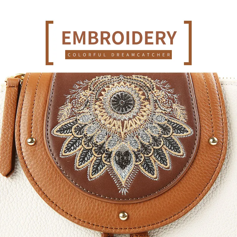LIAN CAN рюкзак из натуральной кожи Ловец снов рюкзаки с вышивкой Национальный стиль