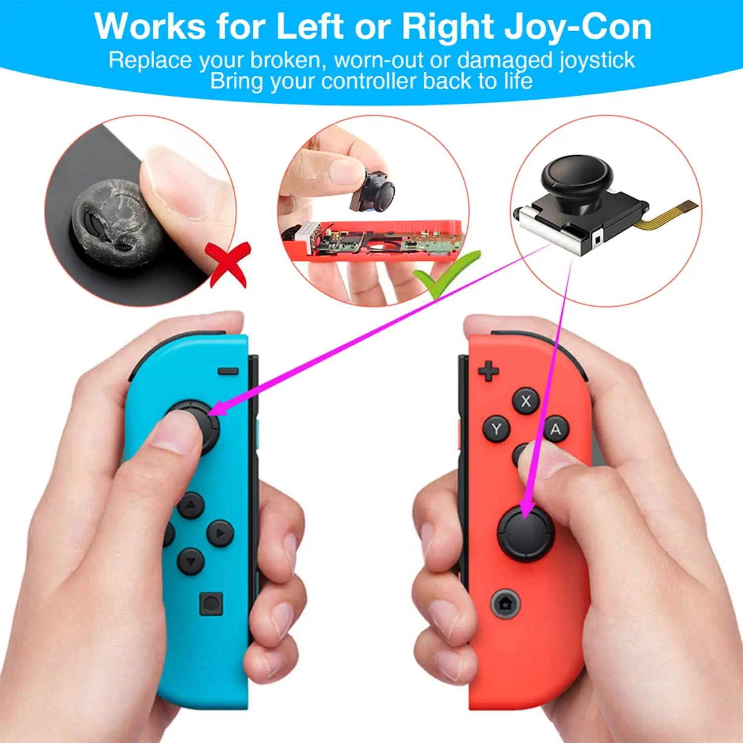 Switch Joypad Left/Right Replacement Repair Kit For Nintendo Controller Thumb Sticks Sensor 3D Joystick Metal Buckles | Электроника
