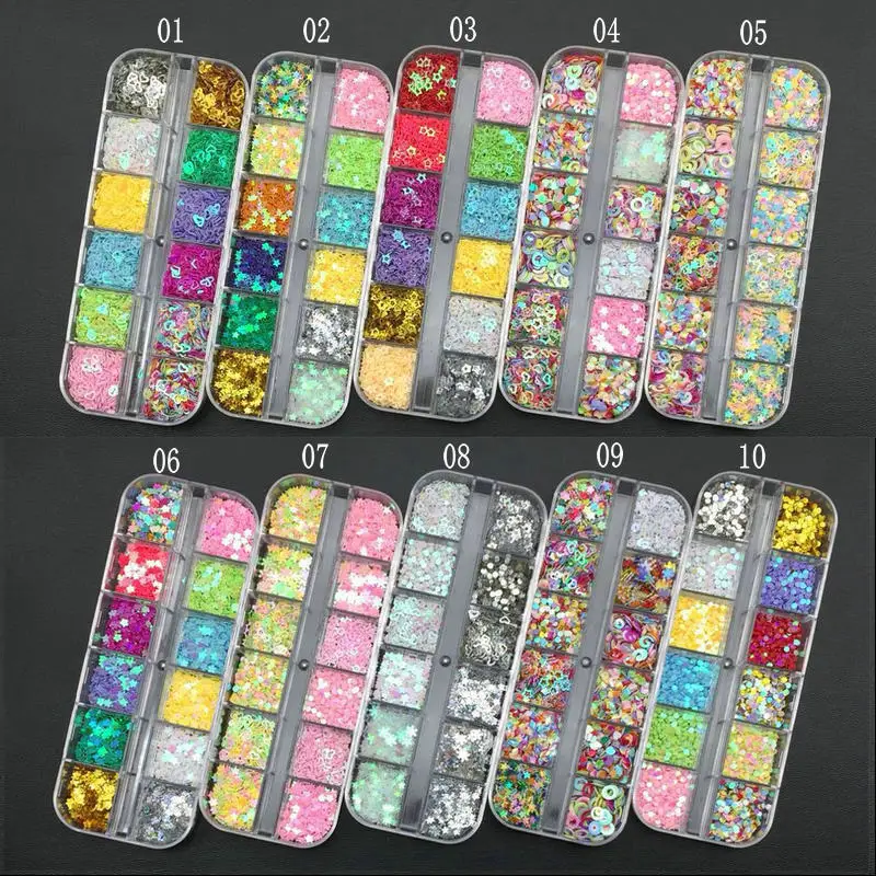 1 разноцветный набор 3D ультратонкие Блестки для ногтей блестящие хлопья 1/2/3 мм DIY