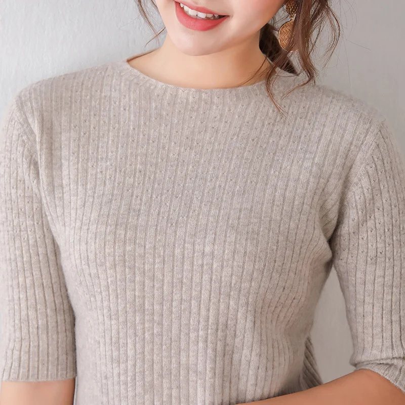 Весна 2020 женские свитера с коротким рукавом сексуальные кашемировые вязаные