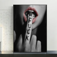 sexy lips with finger canvas paintings on the wall art posters and prints black and withe wall pictures home decoration cuadros