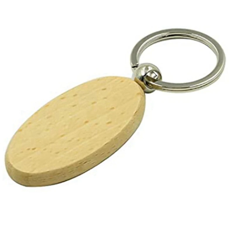 

40Pcs Blank Oval Ellipse Wooden Key Chain DIY Keychain Pendant Keyring Tags Gifts