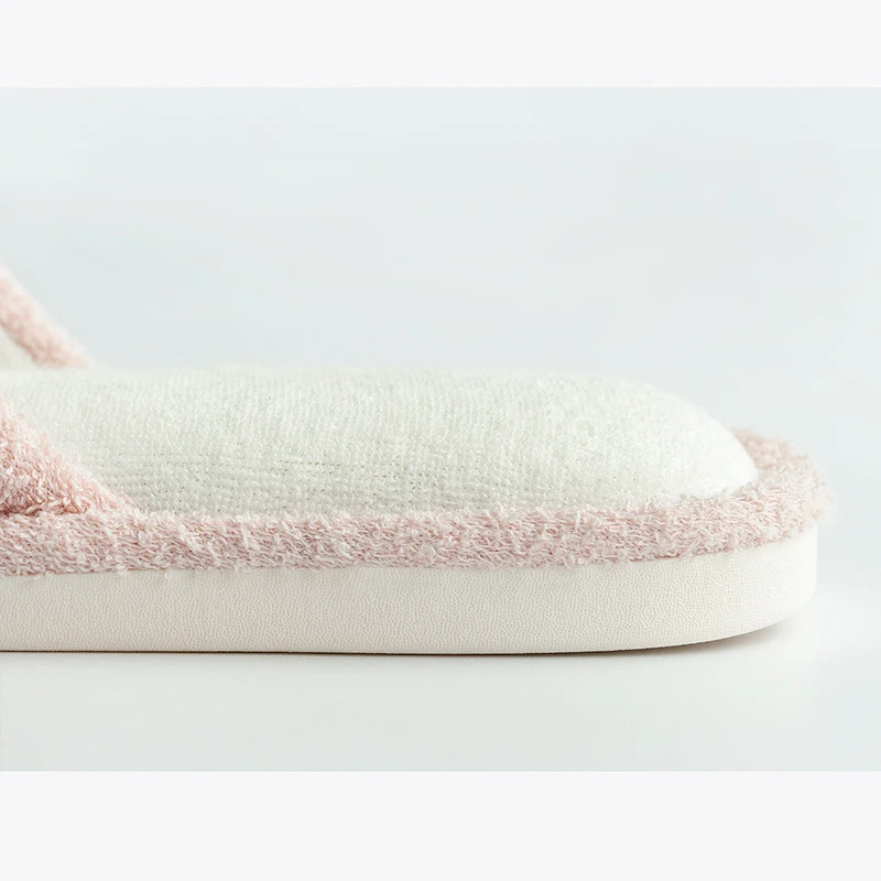 POSEE/милые льняные домашние тапочки с бантиком-бабочкой Зимние на мягкой подошве