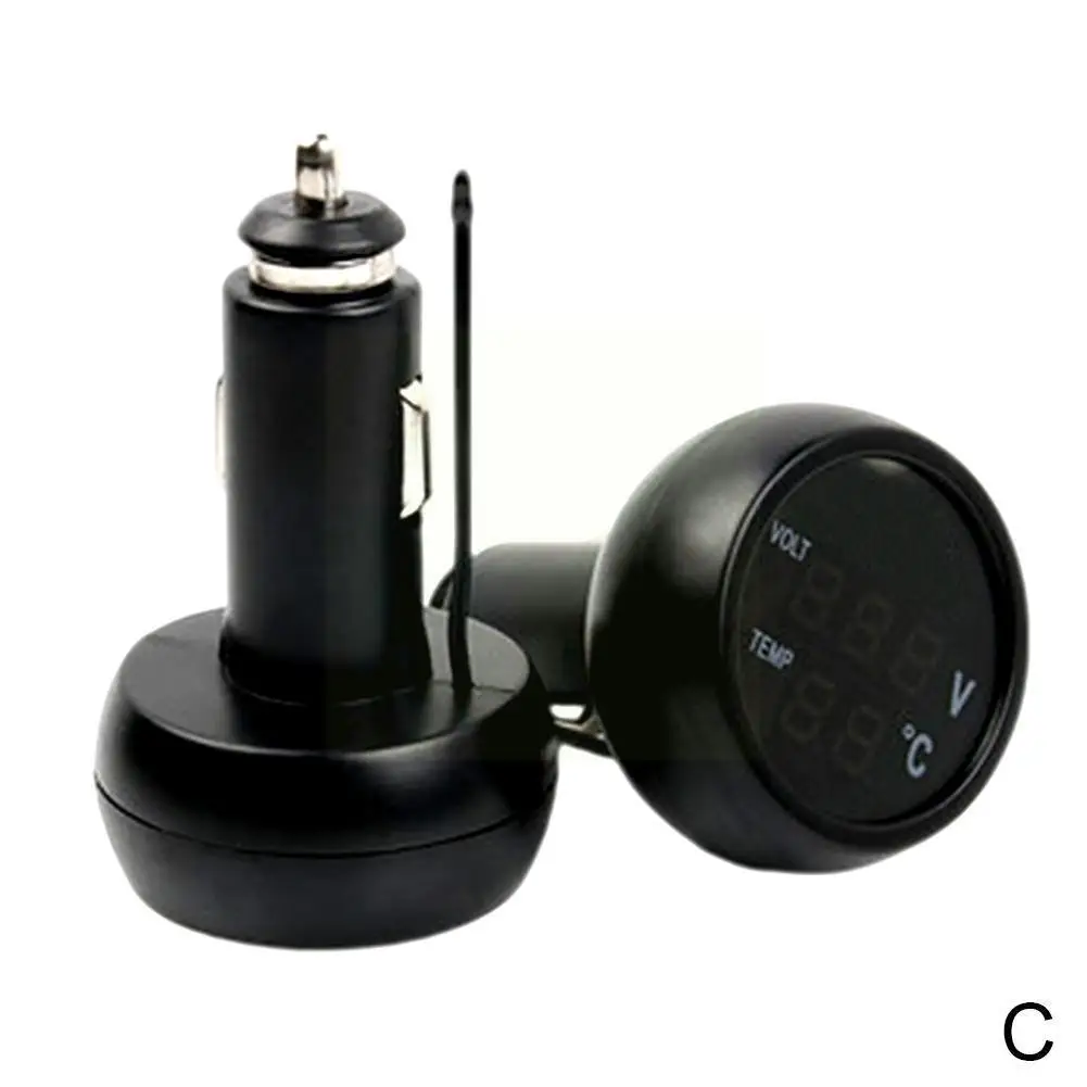 

12V/24V Car Digital Meter Monitor 3 In 1 LED USB Car LCD Car Thermometer Charger Voltmeter Display Digital Battery Monitor Y9T0
