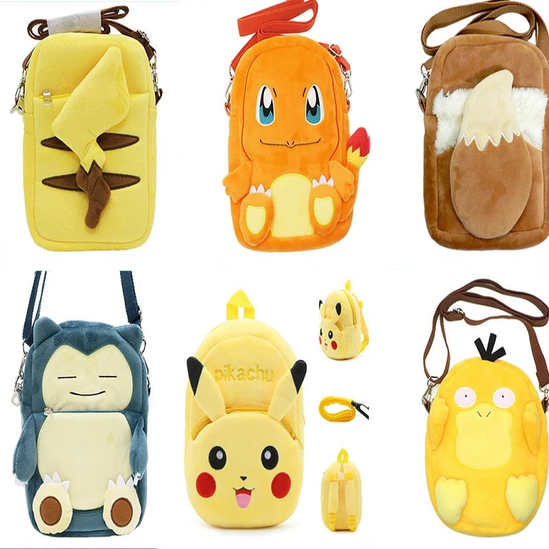 

Plush Shoulder Strap Messenger Bag Stuffed Doll Anime Pokemon Toy Charmander Bulbasaur Pikachu Decorated Children's Xmas Gift