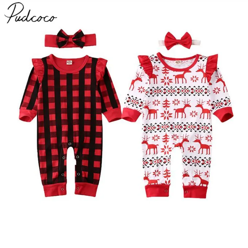 2020 весенне осенняя одежда для малышей Рождественский комбинезон в клетку с