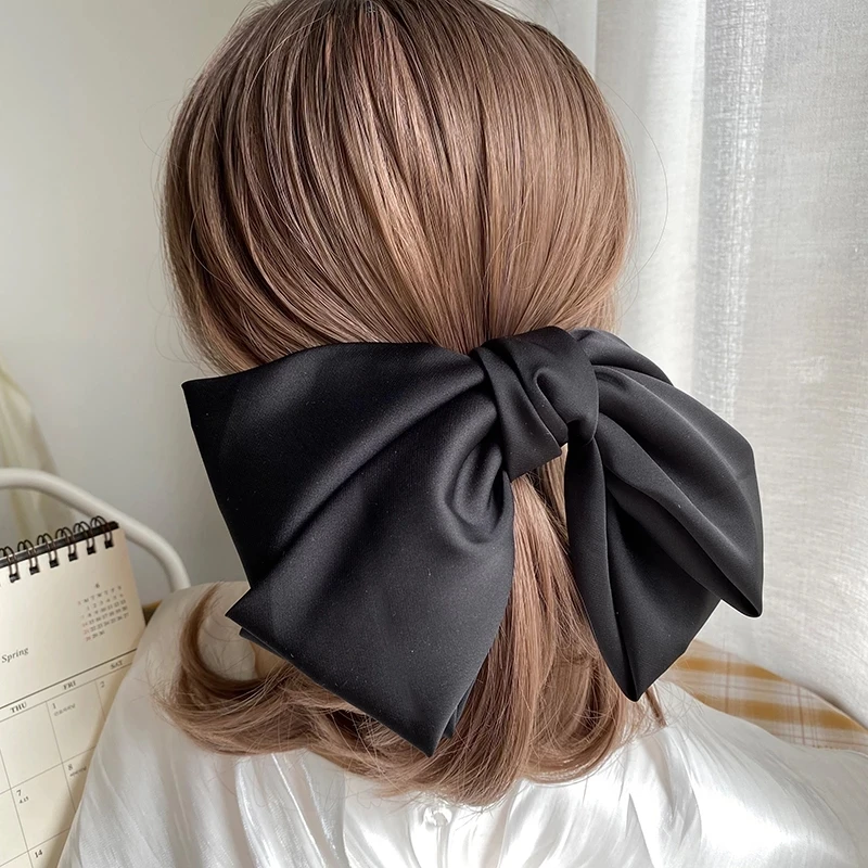 

High Quatity Solid Color Bowknot Hairpins For Girls Sweet Women Big Bows Hair Accessories For Women