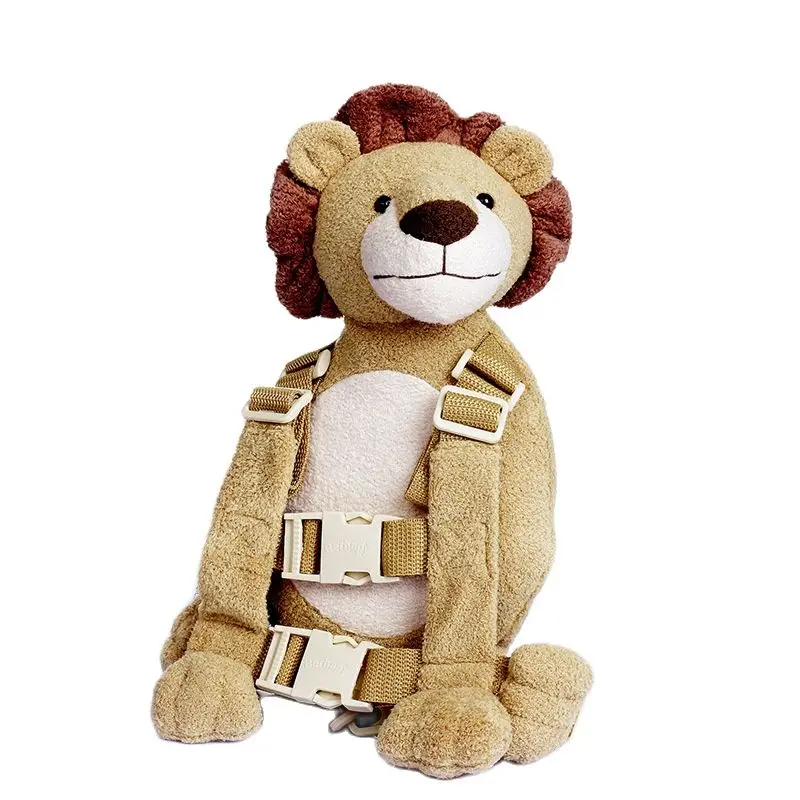 Animal Lion Harness Buddy with Safety Reins Pear Velvet Plush Harness Backpacks Baby Safety Harnesses