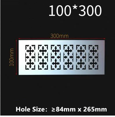 100MM X 300MM Алюминиевый сплав прямоугольная вентиляционная решетка вентиляционная крышка шкаф для обуви шкаф сетка отверстие жалюзи вентиляционное отверстие домашний декор крышка - Цвет: 100MM X 300MM
