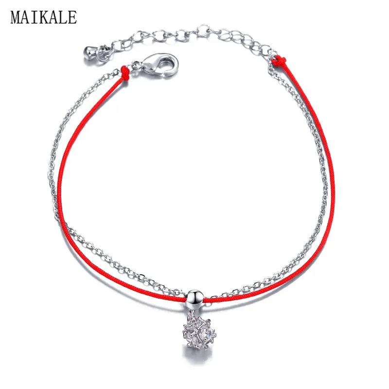MAIKALE браслеты из красной веревки для женщин красная цепочка очаровательный