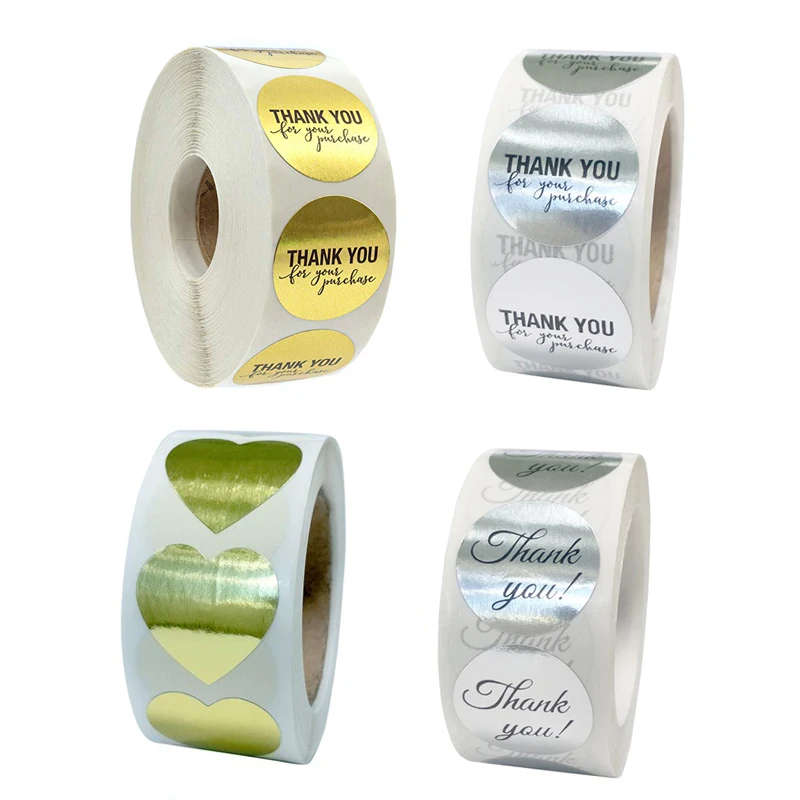 

500 шт., водонепроницаемые стикеры ручной работы, цвет золото, спасибо за покупку