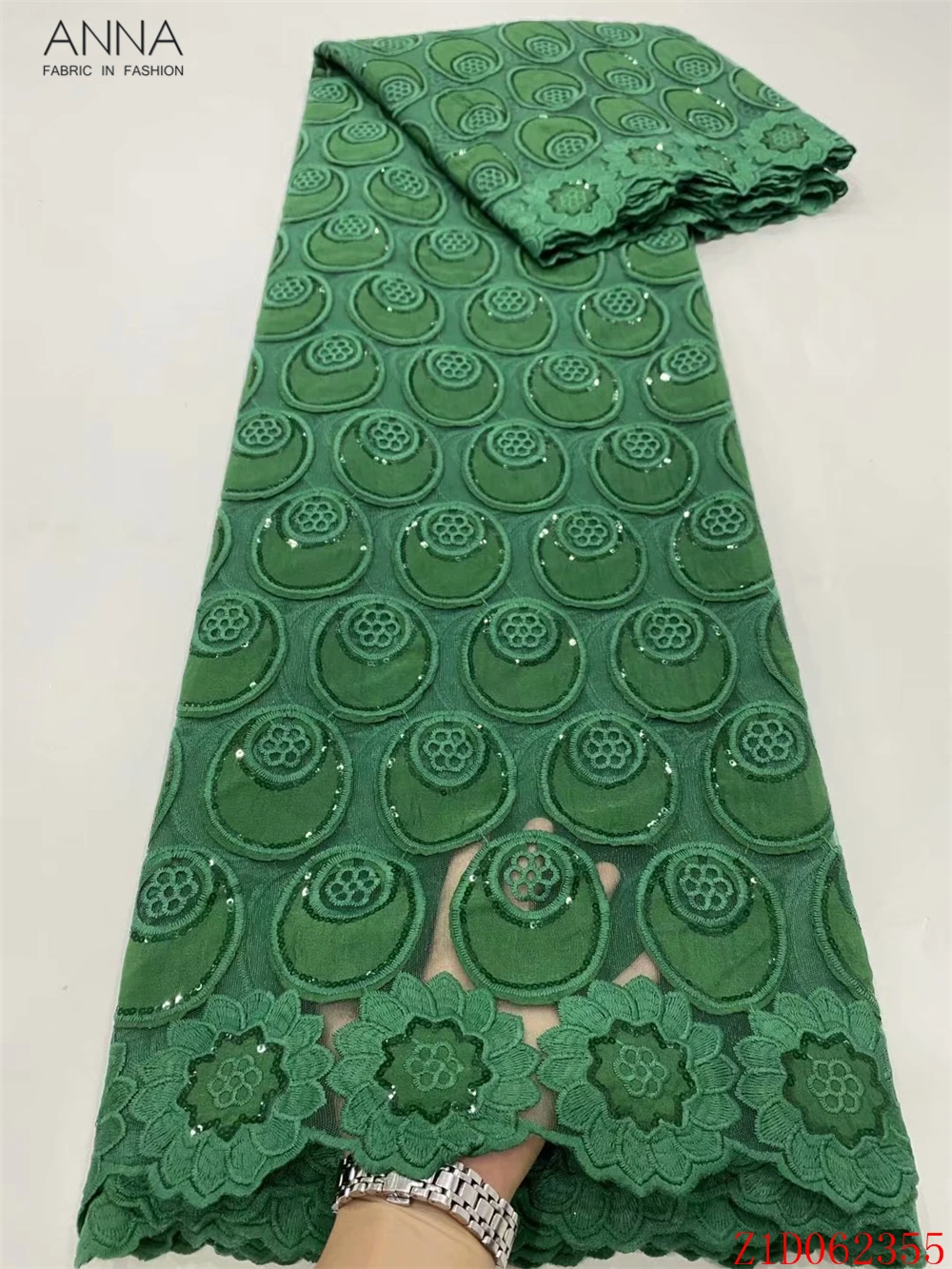 

Анна в африканском стиле зеленого цвета, блестки кружева нигерийская Тюль Ткань 2021 высокого качества вышитые французский чистая Кружевная ...