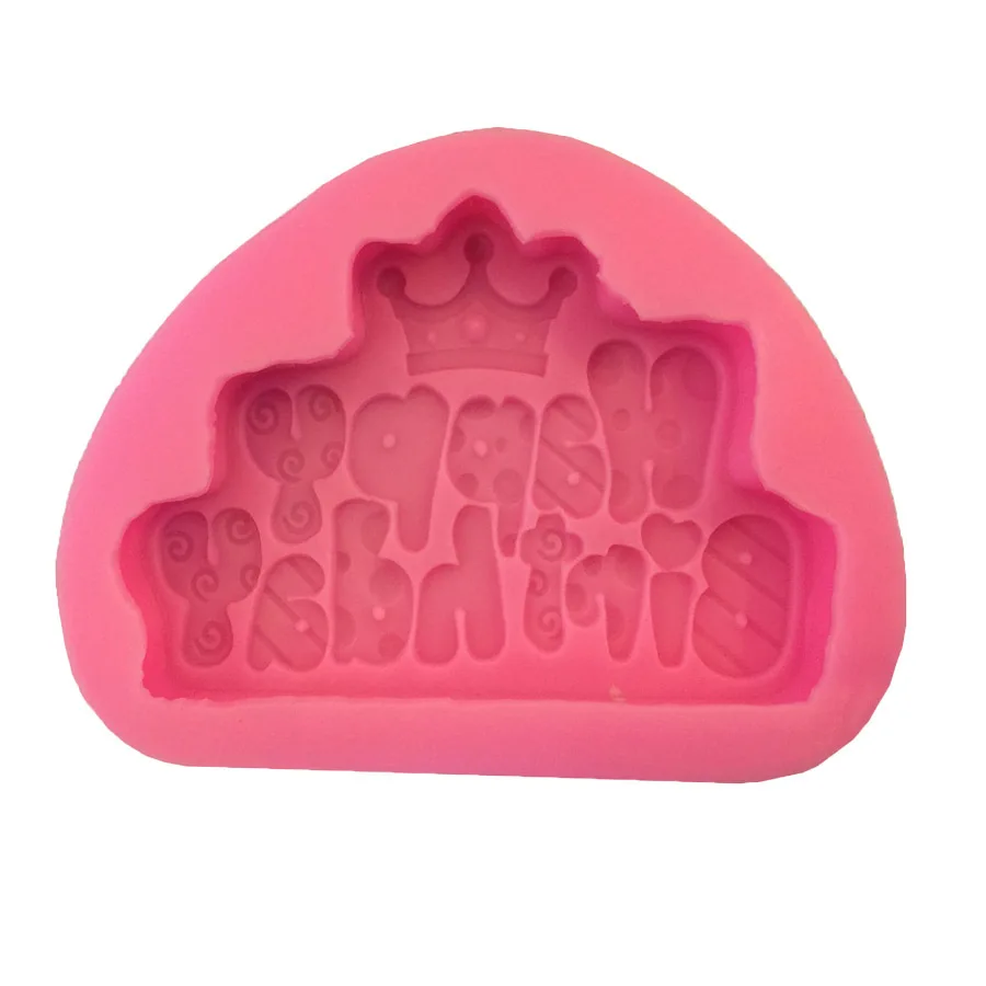 

Crown happy birthday letter shape liquid silicone mold fondant cake baking Cookie Mold English decoration Tool M159