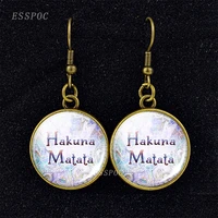 hakuna matata inspirational quote glass dome jewelry vintage women earrings hook earrings for women gifts