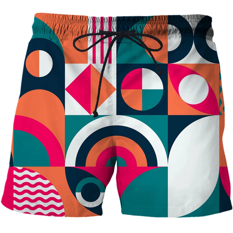 3D Geometry Shorts Swimming Trunks Summer New Quick Dry Beach Swimming Shorts Men Hip Hop Short Pants Beach Men clothing