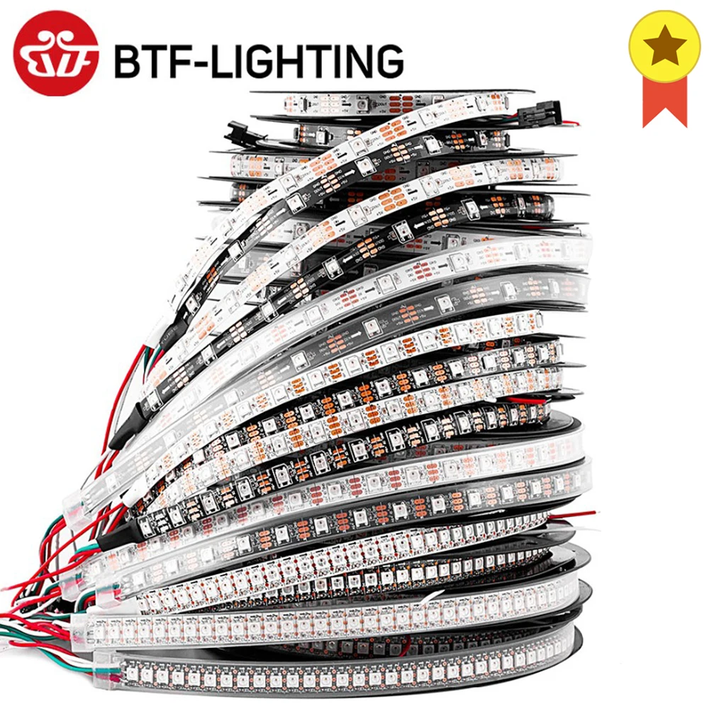 

Светодиодная лента WS2812B s WS2812 RGB, индивидуальное управление светодисветильник дами, лампа для фотографий, стандарт IP30 65 67 5V, 1 м, 2 м, 4 м, 5 м