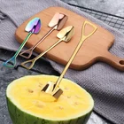 Нержавеющаясталь совка ложки с длинной ручкой ложка для мороженого вилка, кофейная ложка Лопата для перемешивания FruitSpoon Rosegold Десертная Вилка-1 шт.