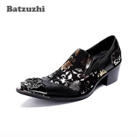 batzuzhi 6 5cm high heel men shoes italy type fashion leather dress shoes men metal tip formal leather party wedding shoes men