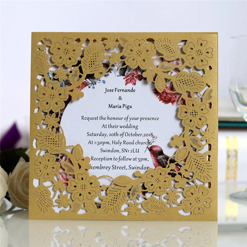 15*15 см 10 шт. элегантные свадебные пригласительные открытки с лазерной огранкой
