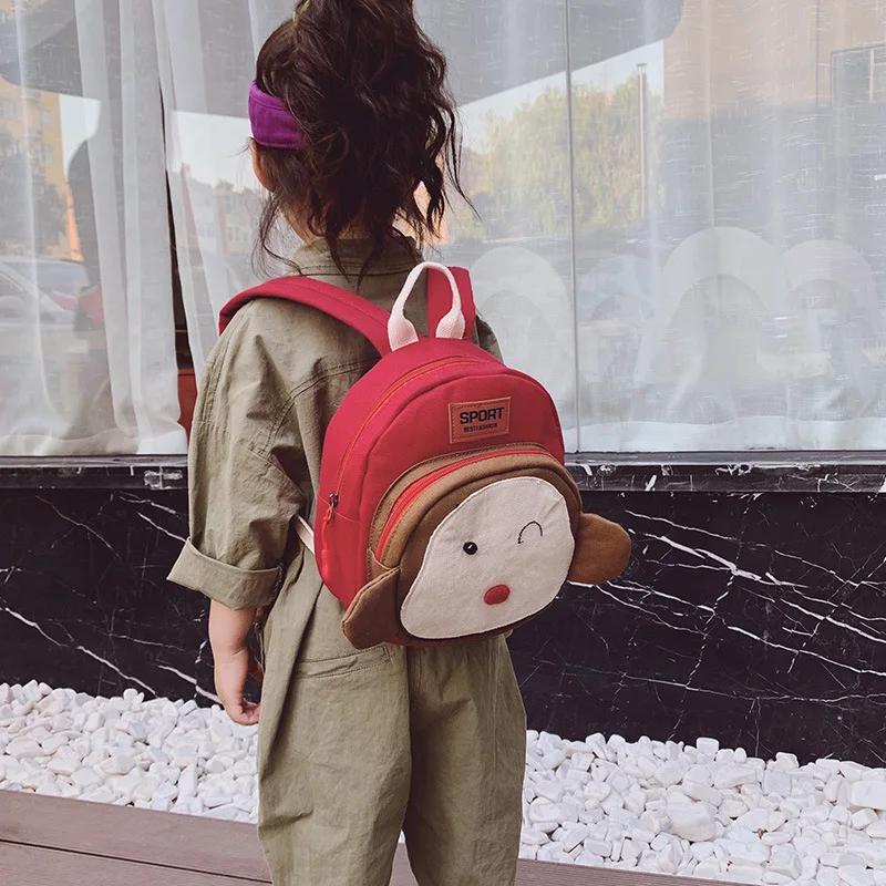 

New cartoon children's baby canvas backpack casual fashion kindergarten boys and girls backpack cute school bag kid backpack