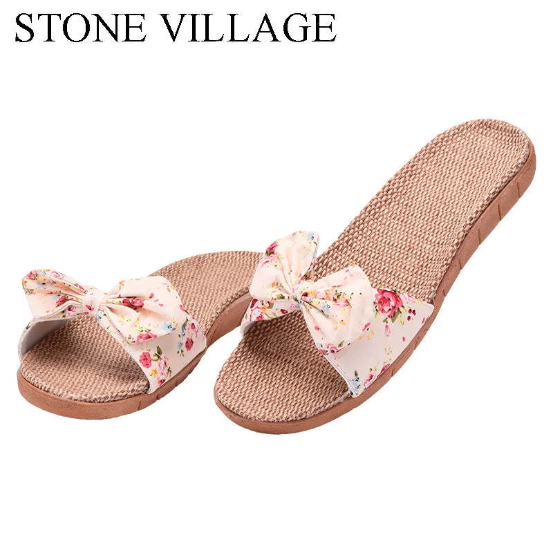 STONE VILLAGE Льняные домашние тапочки женская новая модная повседневная обувь на