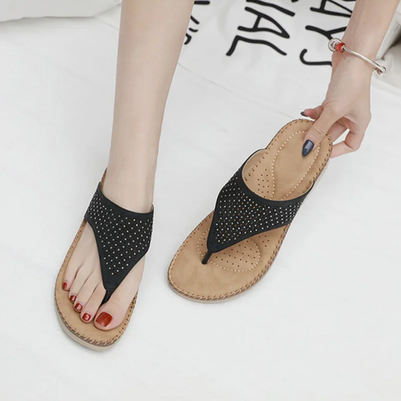 2022 Summer Women Slippers Wedge Beach Shoes Wedges Flip Flops Ladies Big Size YX904 | Обувь