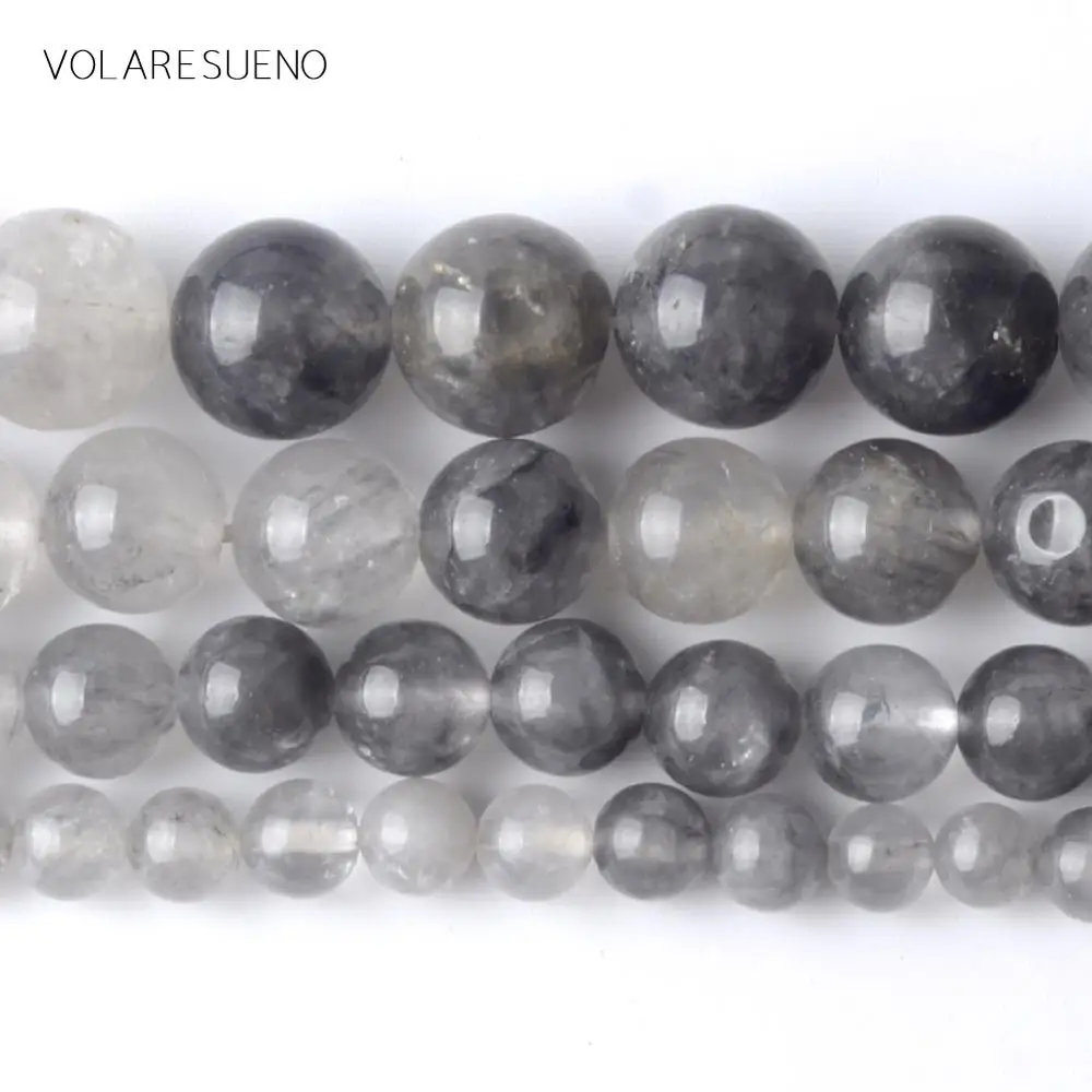 Wholesale Natural Grey Crystal Quartz Stone Spacer Loose Beads Round For Jewelry Making 4/6/8/10/12mm Diy Bracelet 15&quot | Украшения и