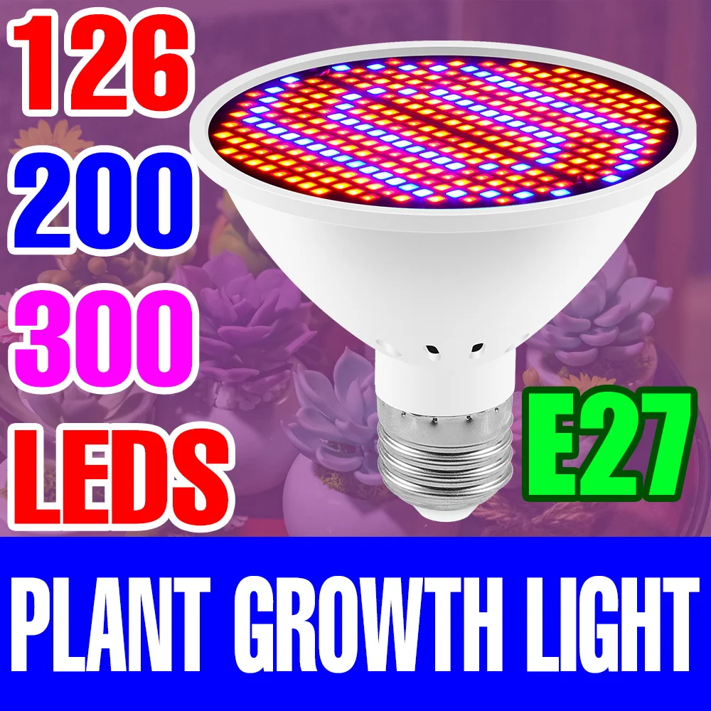 

Greenhouse Lamp Grow Light Plant Bulb E27 Full Spectrum Led Phyto Lamp Growth Light Hydroponics 126 200 300Led Grow Tent 85-265V