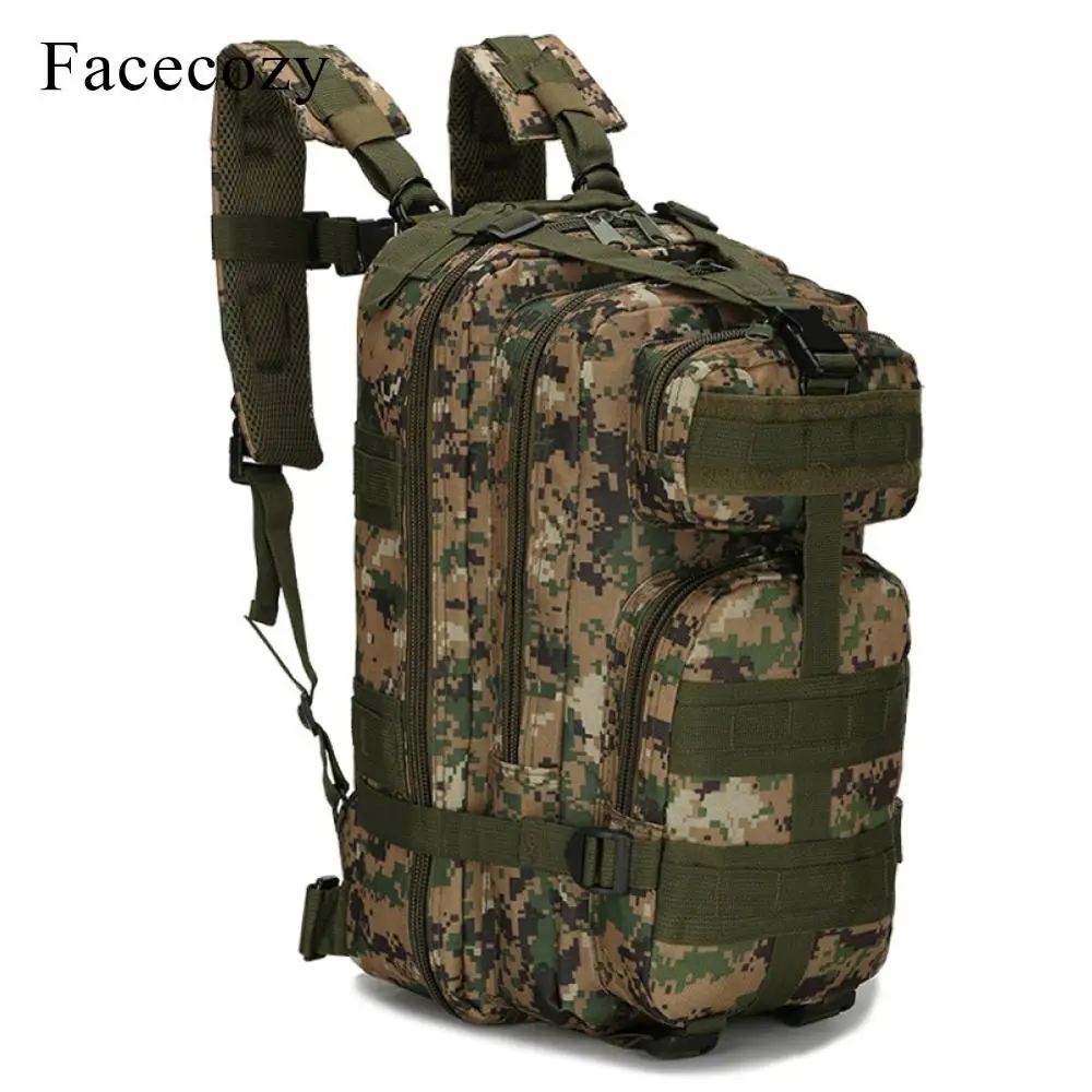 Facecozy Открытый походный военный тактический рюкзак камуфляж 600D нейлон треккинг Сумка для дорожного набора 25-30L маленький спортивный рюкзак - Цвет: Jungle Digital