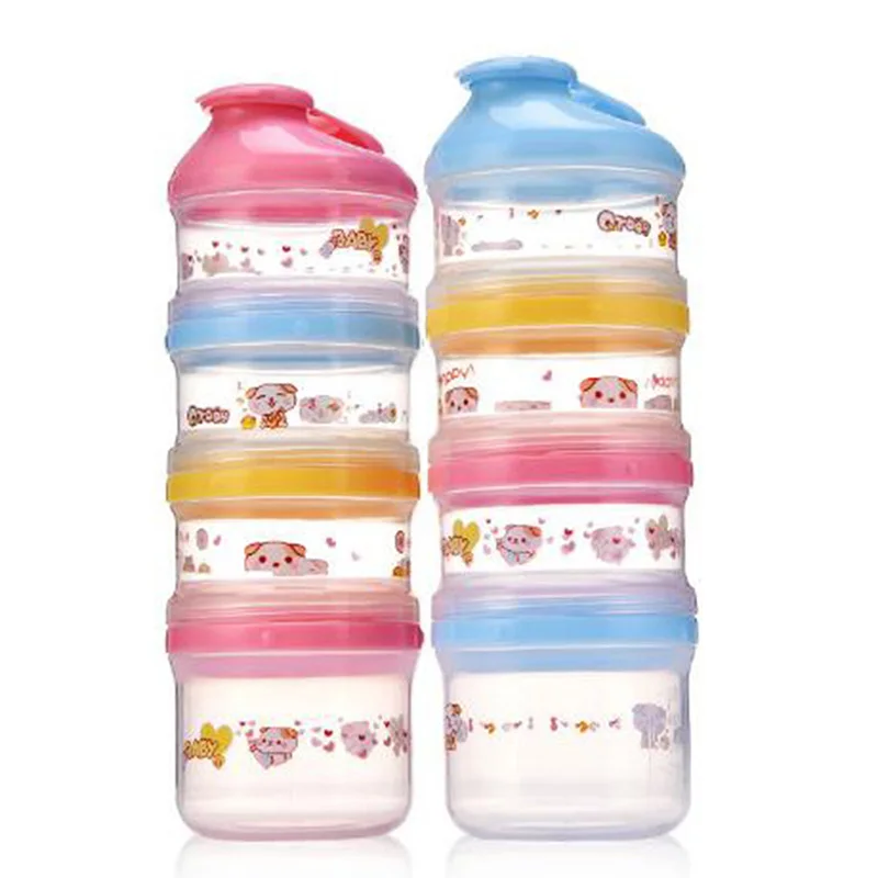 

4 Layer Portable Baby Food Storage Box Essential Cereal Cartoon Milk Powder Boxes Toddle Kids Formula Milk Container