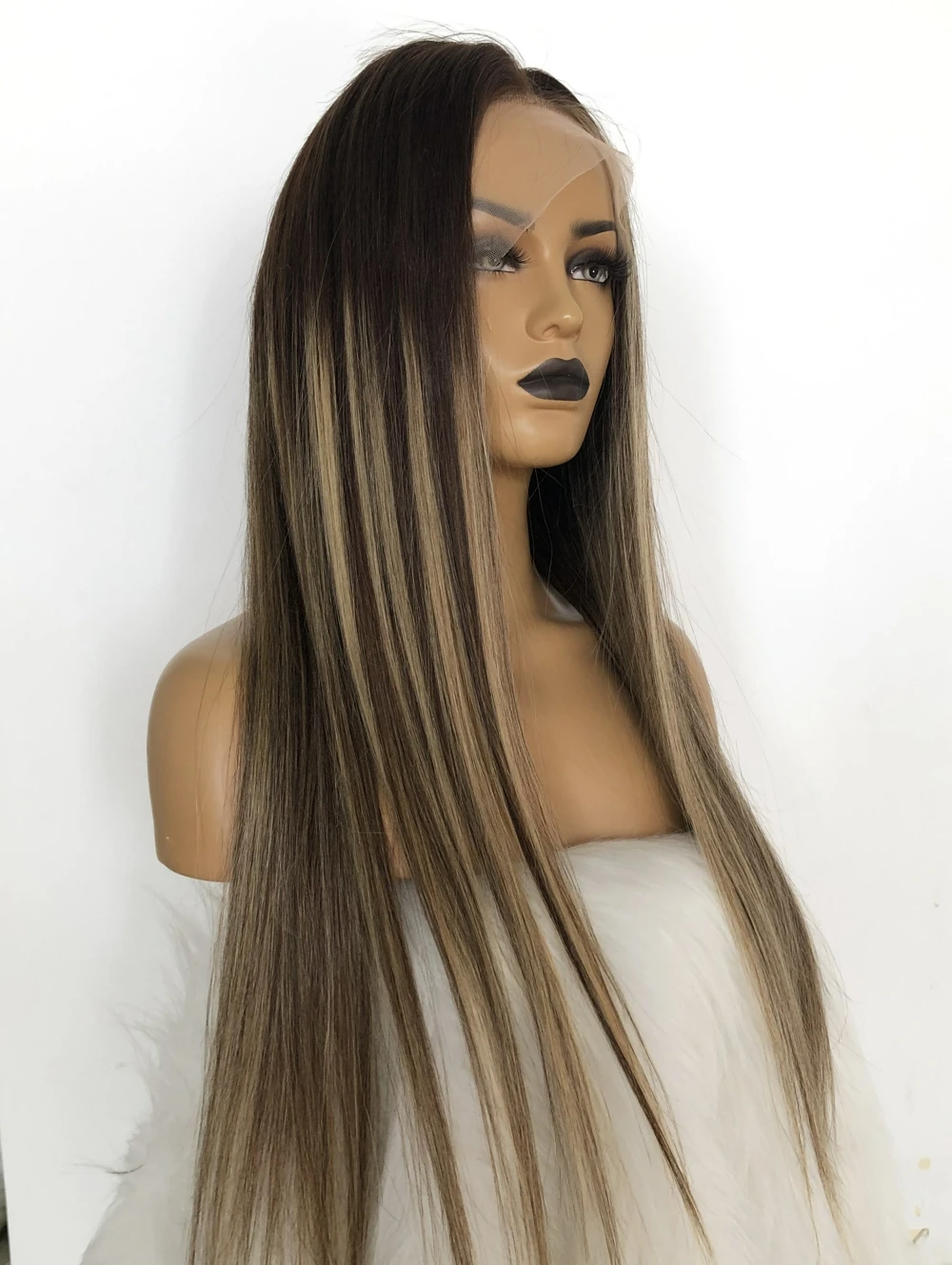 QueenKing парик волос 150% плотность Европейский цвет Balayage Ombre парики T4/4/24 Remy