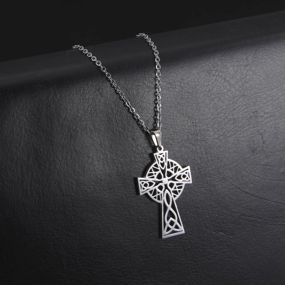 Skyrim Ожерелье с подвеской в виде креста Viking Irish Celtics Knot для женщин из нержавеющей