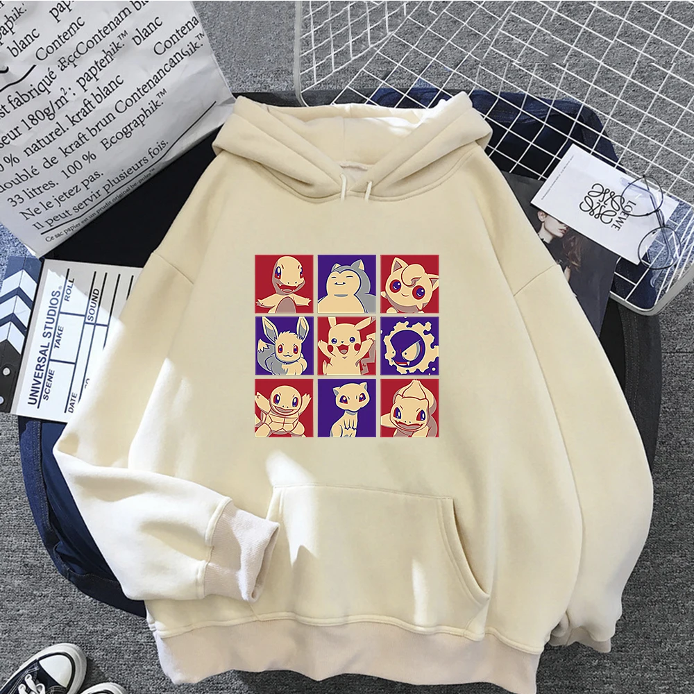 

2021 Pokemon Kawaii Women Hoodies Anime Pikachu Cartoons Casual Clothes Warm Female Teens Autumn Pullovers Hooded Sweatshirts