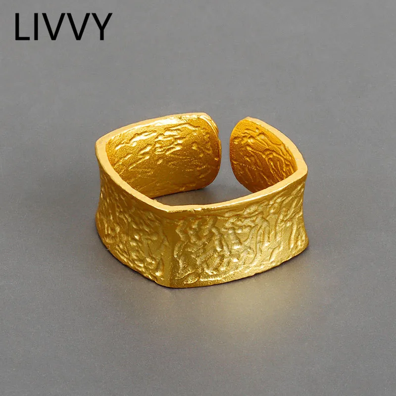 

LIVVY Silver Color Irregular Square Geometry Finger Rings Fashion Simple Geometric Jewelry Gifts for Women Adjustable
