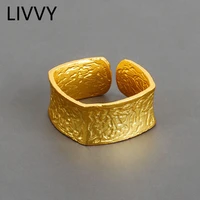 livvy silver color irregular square geometry finger rings fashion simple geometric jewelry gifts for women adjustable