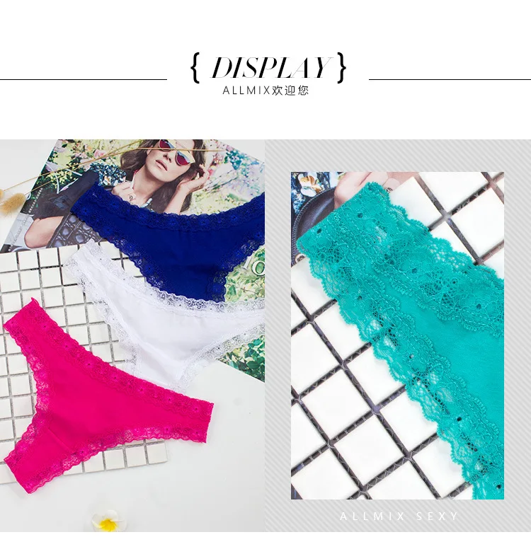 Трусики-танга женские кружевные с низкой посадкой 3 шт./упаковка | Женская одежда