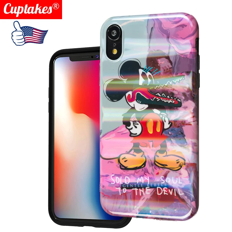 Милый мягкий силиконовый чехол с лазером для iPhone 6 6S 7 8 Plus XR X XS Max 11 Pro мультяшным