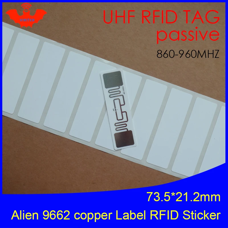 UHF RFID-метка, ярлык Alien 9662 для печати, медная бумага, 915 МГц, 900 МГц, 868-860 МГц, клей, пассивная RFID-метка