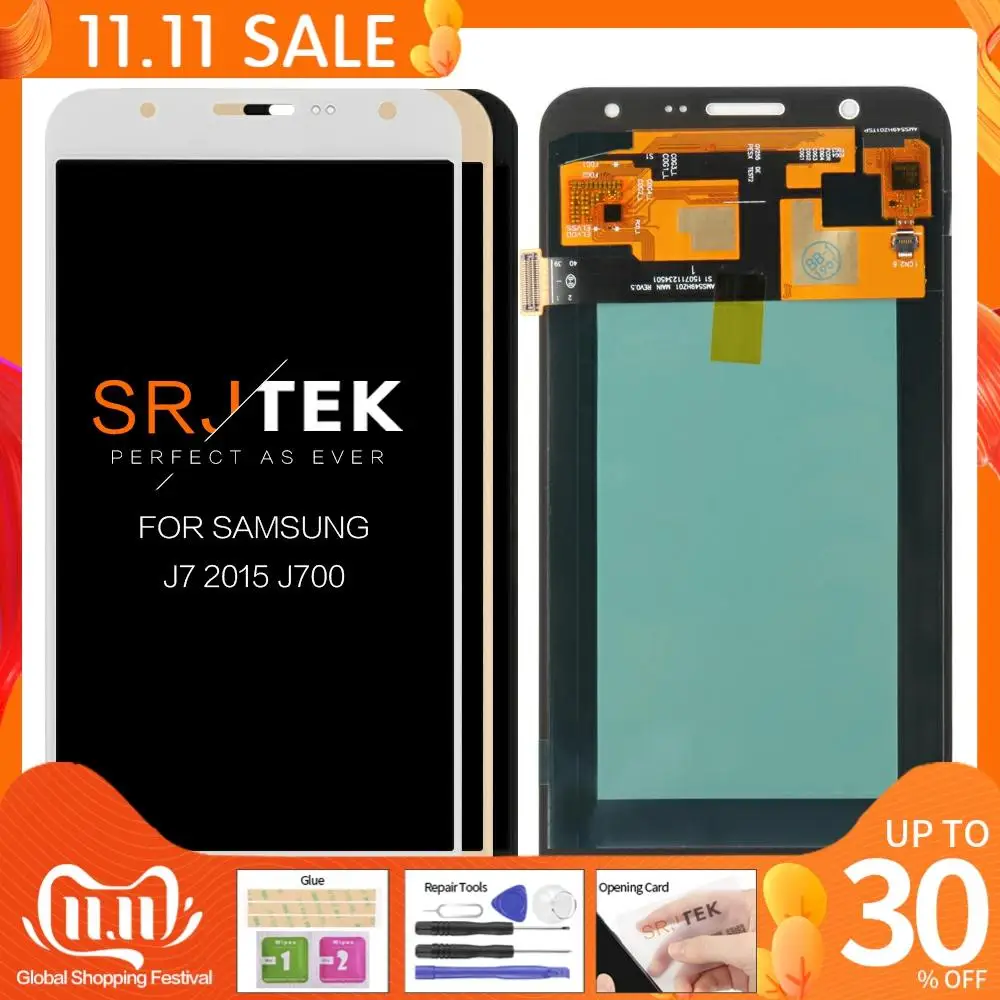 ЖК дисплей Super AMOLED 5 дюйма для SAMSUNG Galaxy J7 2015 J700 J700F J700M J700H сенсорный экран дигитайзер